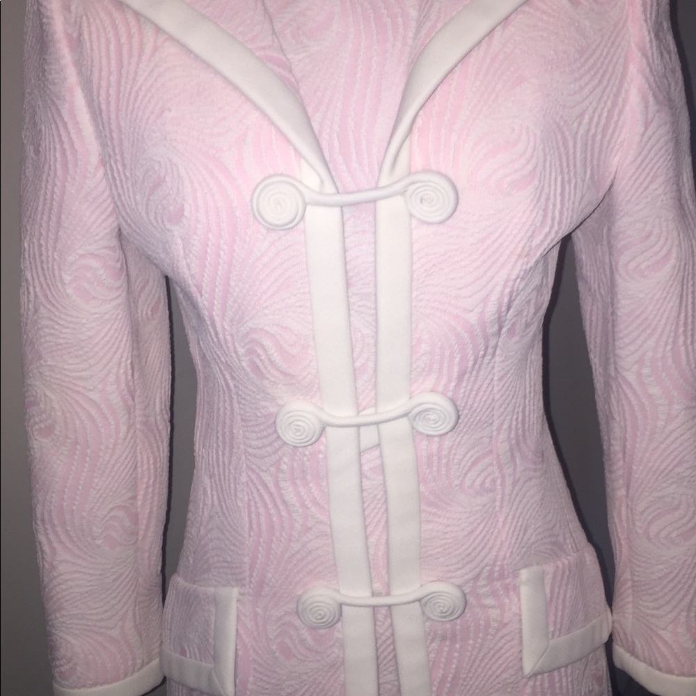 Pink and whit knit jacket